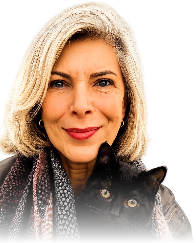 Dra. Tati Furlan com gato preto resgatado